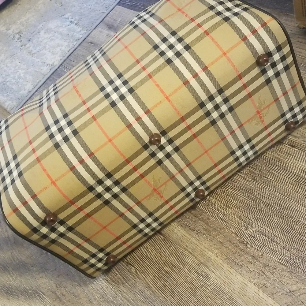 Burberry Nova Check Brown Leather Lock & Key Vintage Duffle Authentication Card